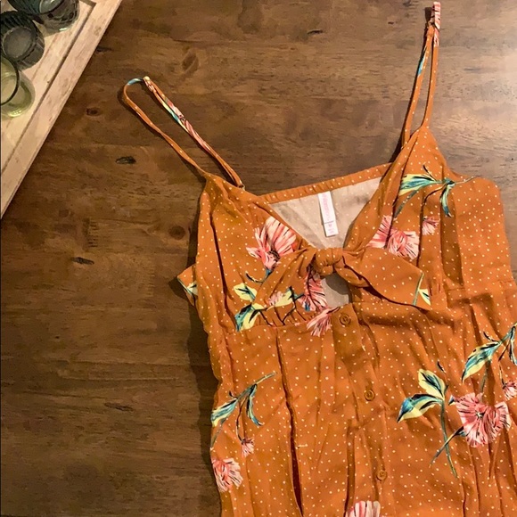 Floral Button Up Mustard Dress - Picture 2 of 8